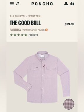 Poncho The Good Bull Pearl Snap Performance Western Fish Shirt Men’s 3XL Read